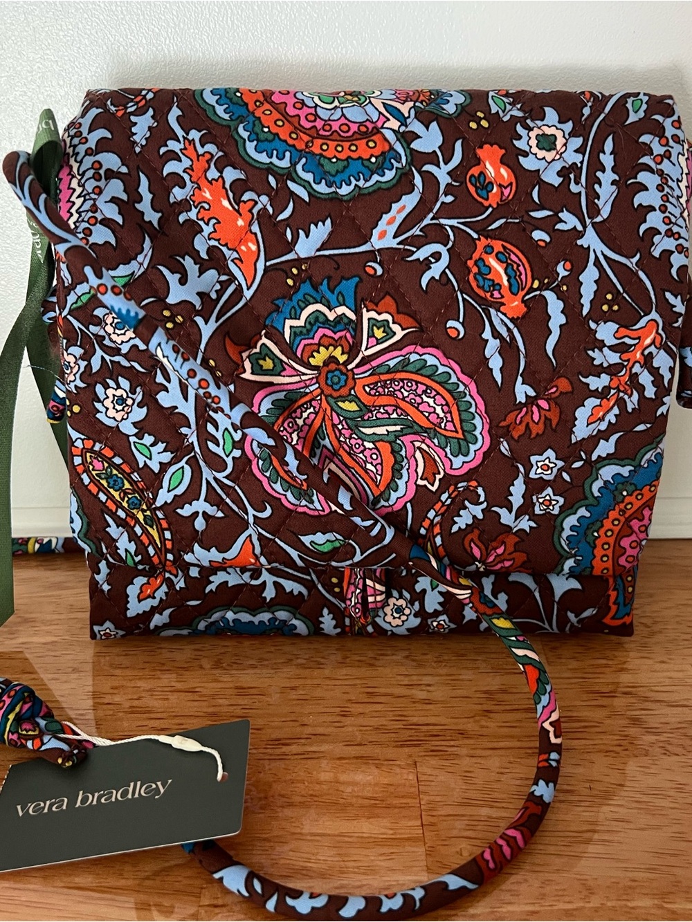 Vera Bradley Brown Floral Paisley Quilted Crossbody
